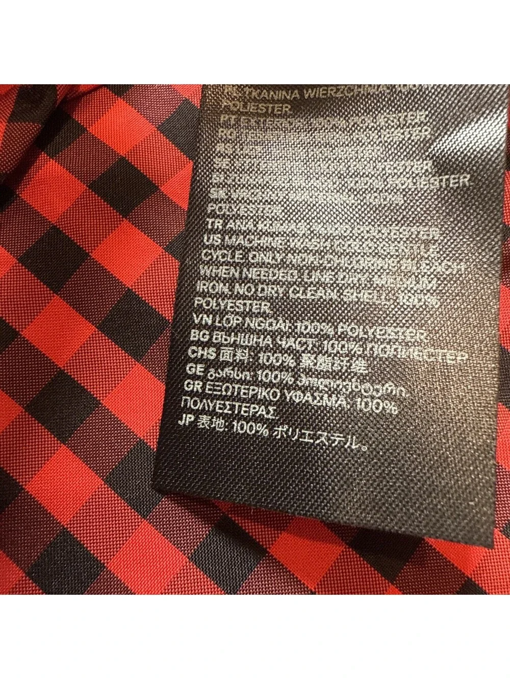 H&M Black & Red Gingham Button Front Ruffle Neck Dress Size Large Pre Owned